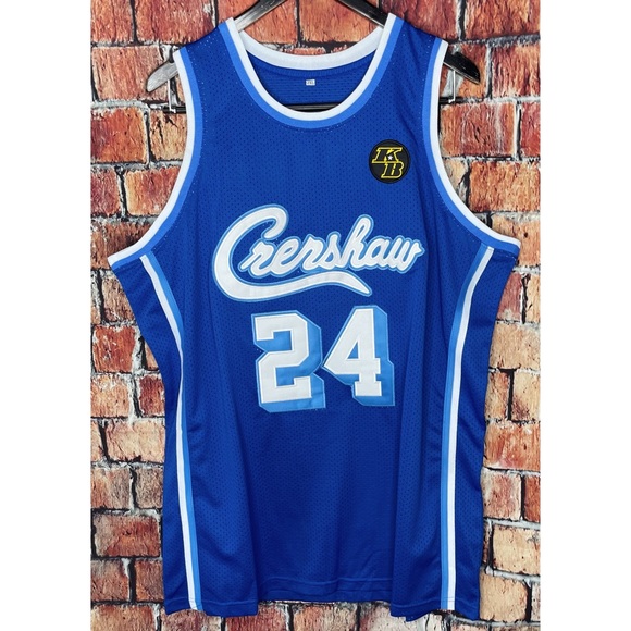 NWOT Crenshaw Kobe Bryant #24 Stitched Blue White 2XL Basketball Jersey KB NBA - Picture 2 of 4